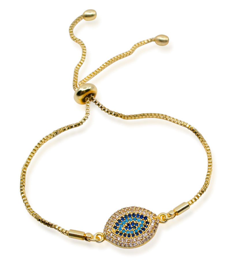 Evil Eye Gold Plated Sterling Silver Tennis Bracelet