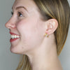 Bejeweled Gold Flower and Pearl Post Earrings by Eric et Lydie- White