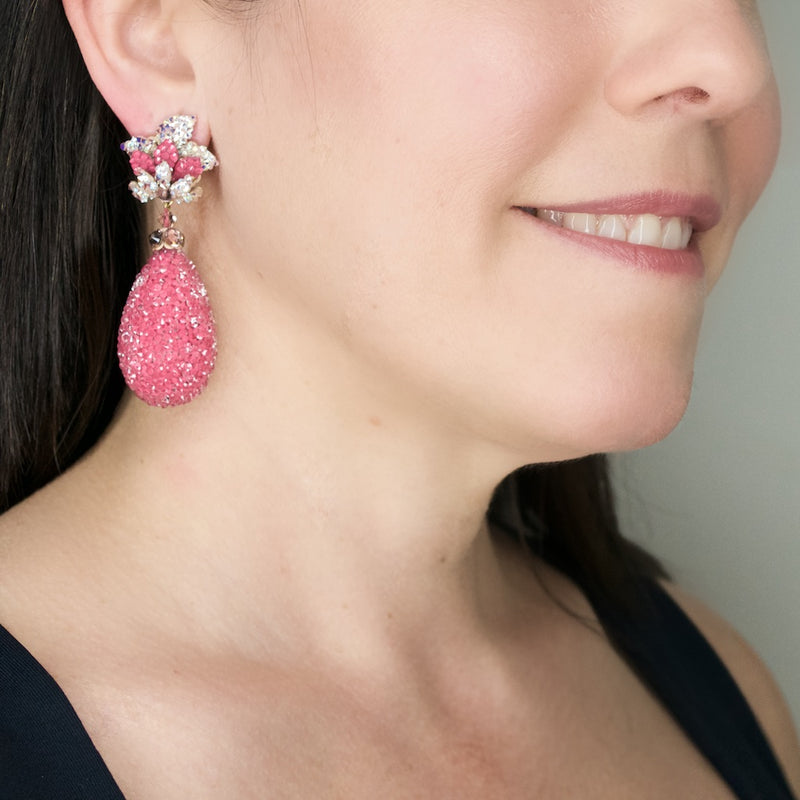 Crystal Rose Tear Drop Earrings by DUBLOS