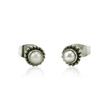 Sterling Silver and Pearl Post Earrings