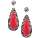 Sterling Silver Crimson Druzy Quartz and Crystal Earrings