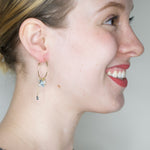 Delicate Tanzanite and Pearl Hoop Earrings