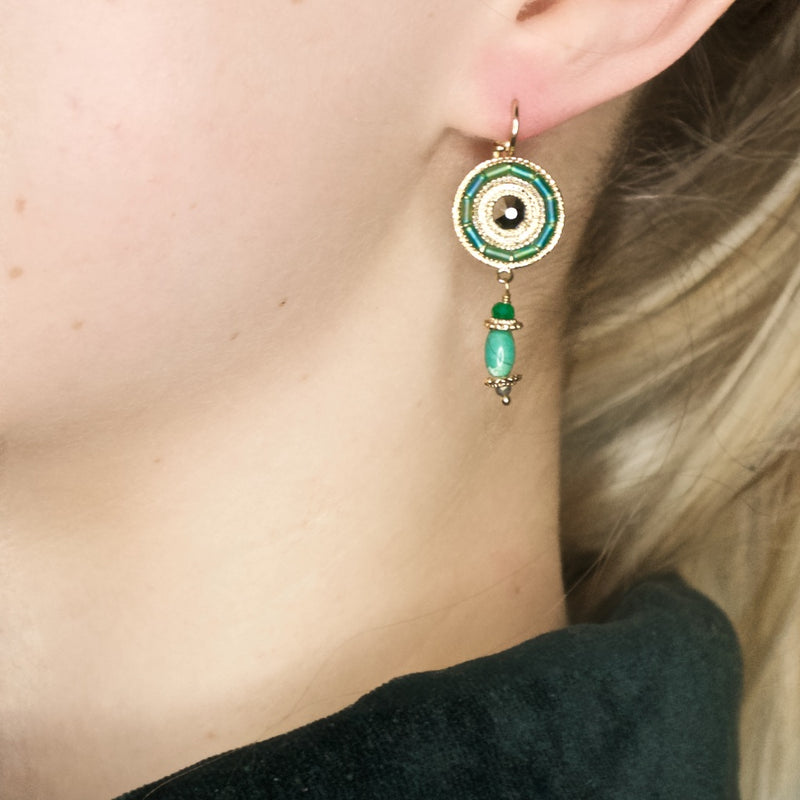 Green Jasper Drop Earrings by Satellite Paris