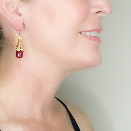 Ottoman Inspired Red Drop Earrings
