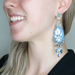 Cameo and Crystal Pendant Earrings by DUBLOS