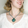 Embroidered Heart Mexican Drop Necklace - Sky Blue