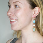 Cat's Eye and Rose Quartz Turkish Earrings- Smaller Rose Stone
