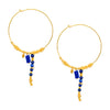 Gold Plated Lapis Lazuli Beaded Hoop Earrings