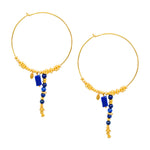 Gold Plated Lapis Lazuli Beaded Hoop Earrings