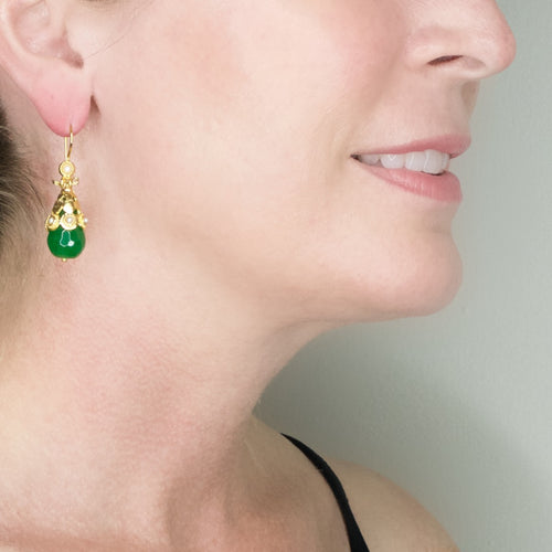 Ottoman Inspired Green Drop Earrings