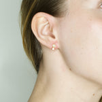 Pearl and Zirconia Gold Plated Post Earrings