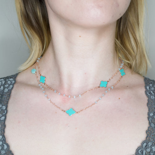 Enchanting Afrodite Turquoise Pendant Necklace - Long