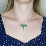 Green Flower Chain Drop Necklace by Eric et Lydie