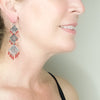 Sterling Silver Frida Kahlo Geometric Filigree Earrings with Coral Beads