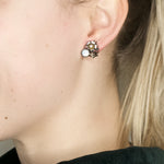 Butterfly and Flower Pearl Post Earrings by Eric et Lydie
