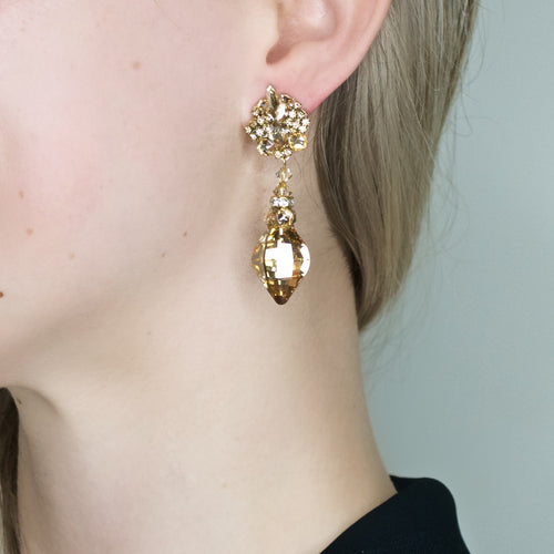 Glittering Crystal Drop Earrings by DUBLOS