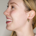Antique Brass Flower Post Earrings with Swarovski Crystals by Eric et Lydie