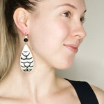 Fashionable Feather and Crystal Drop Earrings by Satellite Paris
