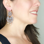 Sterling Silver Frida Kahlo Filigree Earrings with Drop Pearls