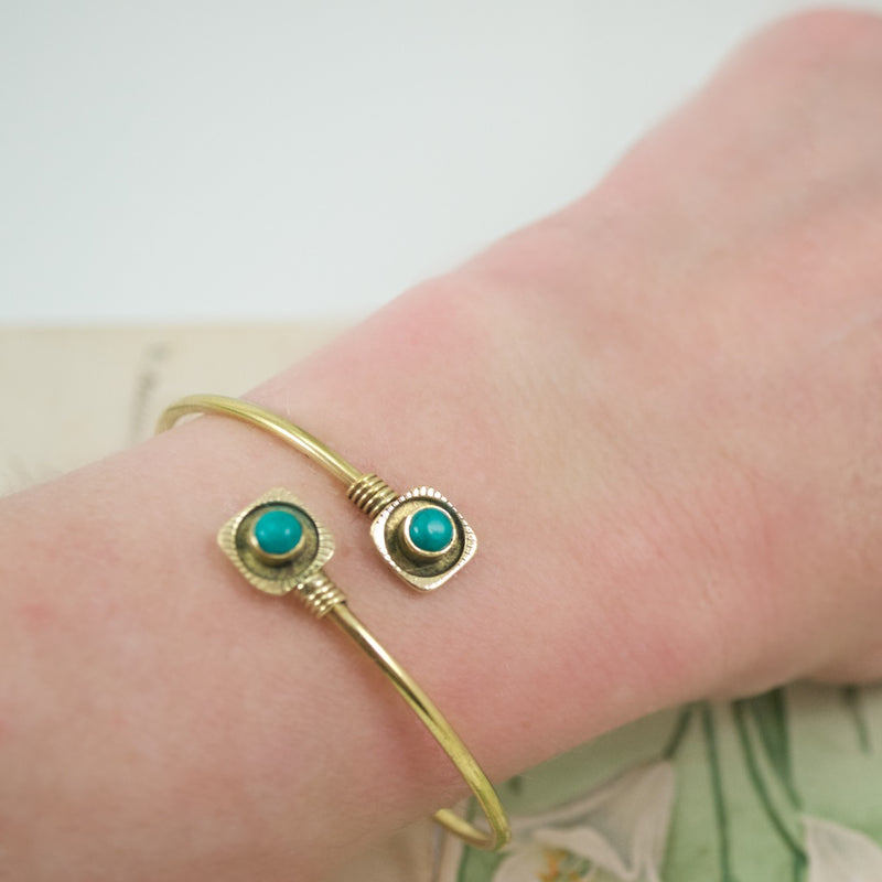 Turquoise and Bronze Open Bangle