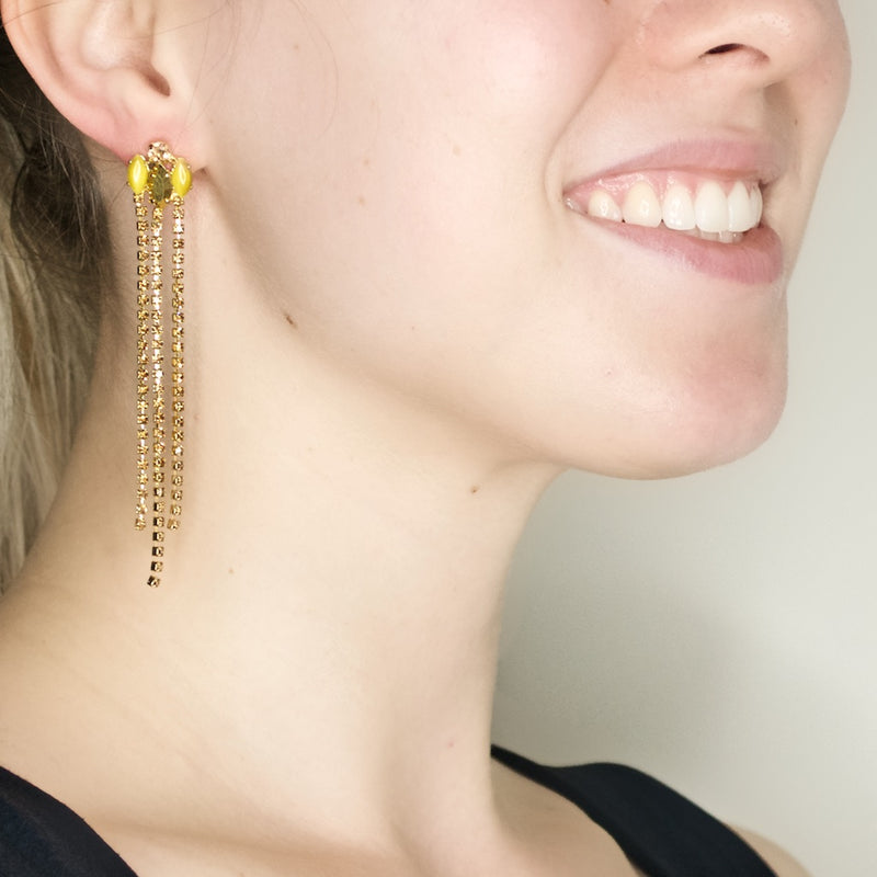 Golden Cascade Crystal Earrings by AMARO