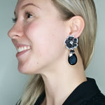 Drop Onyx Crystal Earrings by DUBLOS