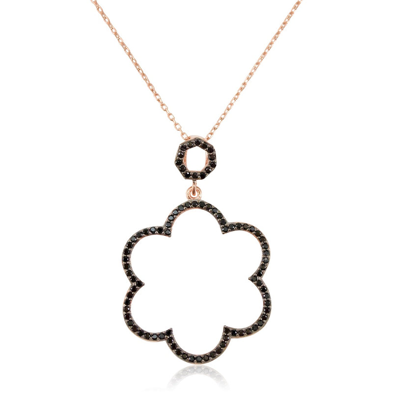 Rose Gold Plated Sterling Silver Flower Pendant Necklace