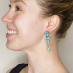 Turquoise and Swarovski Crystal Floral Drop Earrings by AMARO