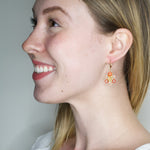 Poppy Red Flower Wreath Drop Earrings by Eric et Lydie