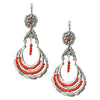 Molded Sterling Silver and Red Coral Drop Earrings