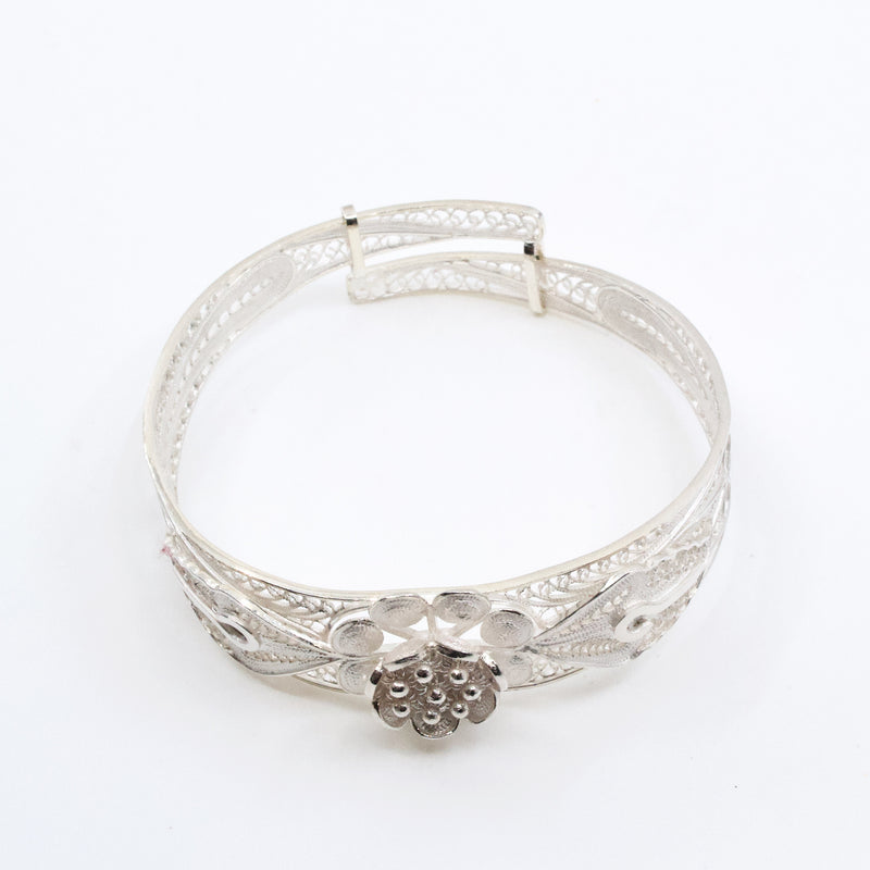 Blossom Sterling Silver Filigree Adjustable Bracelet