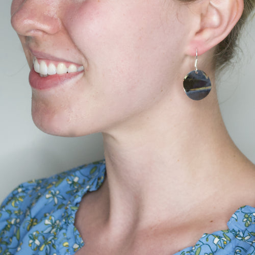 Silver Disc Earrings from Taxco, Mexico