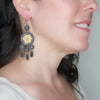 Hand Carved Gourd and Corn Husk Drop Earrings