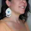 Hand Carved Gourd and Corn Husk Drop Earrings