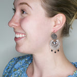 Sterling Silver and Onyx Frida Kahlo Filigree Earrings