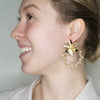 Golden Orchid and Crystal Circle Earrings