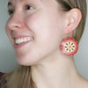 Hand Carved Gourd Drop Earrings - Red