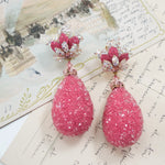 Crystal Rose Tear Drop Earrings by DUBLOS