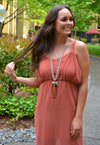 Long Elephant Pendant and Leather Tassel Necklace