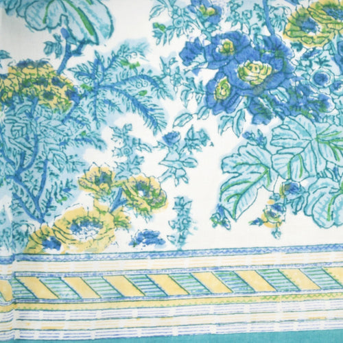 Hand Block Printed Scarf by Anokhi- Turquoise Bridal Wreath