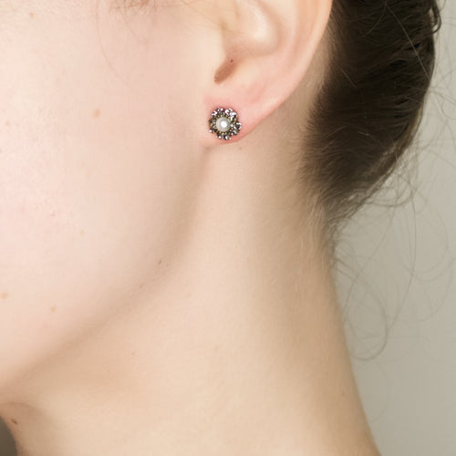 Crystal Flower Post Earrings by Eric et Lydie