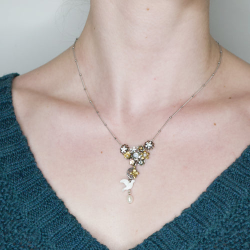 Sparrow Flower Pendant Necklace by Eric et Lydie