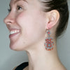 Sterling Silver Frida Kahlo Filigree Earrings with Coral Beads