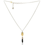 Flower and Onyx Drop Pendant Necklace by Eric et Lydie