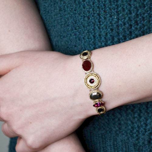 Feminine Garnet and Gold Hematite Bracelet by Satellite Paris