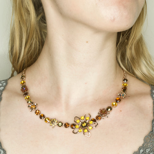 Gold Semi-Precious Stone Flower Necklace by AMARO