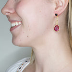 Ottoman-Inspired Ruby and Sterling Silver Drop Earrings