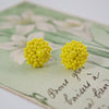 Hand Beaded Post Earrings - Yellow