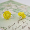 Hand Beaded Post Earrings - Yellow