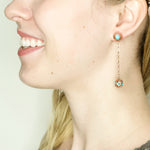 Turquoise and Coral Bead Drop Pendant Earrings by AMARO